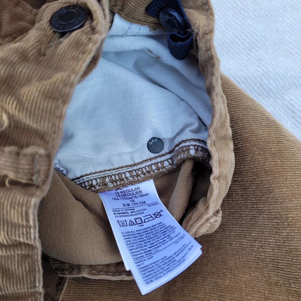 Gap Kids Slim tan corduroy pants